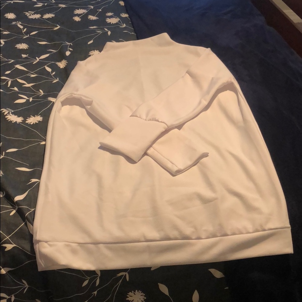 White mock turtle neck T-shirt dress